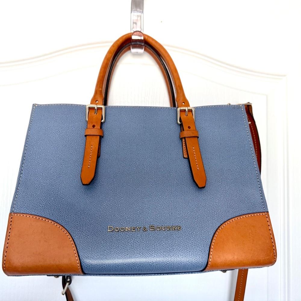 Dooney and Bourke Blue Pebbled Leather Satchel or Crossbody